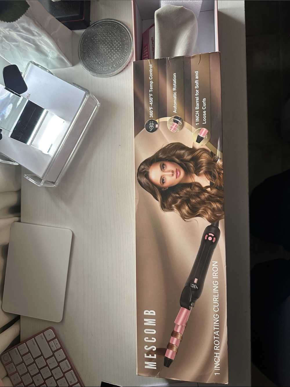 1-Inch Rotating Curling Iron - Black and Rose Gold